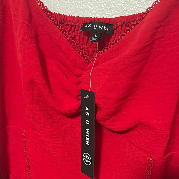 As U Wish Red Ruched Ruffled Mini Sundress - Picture 2 of 3